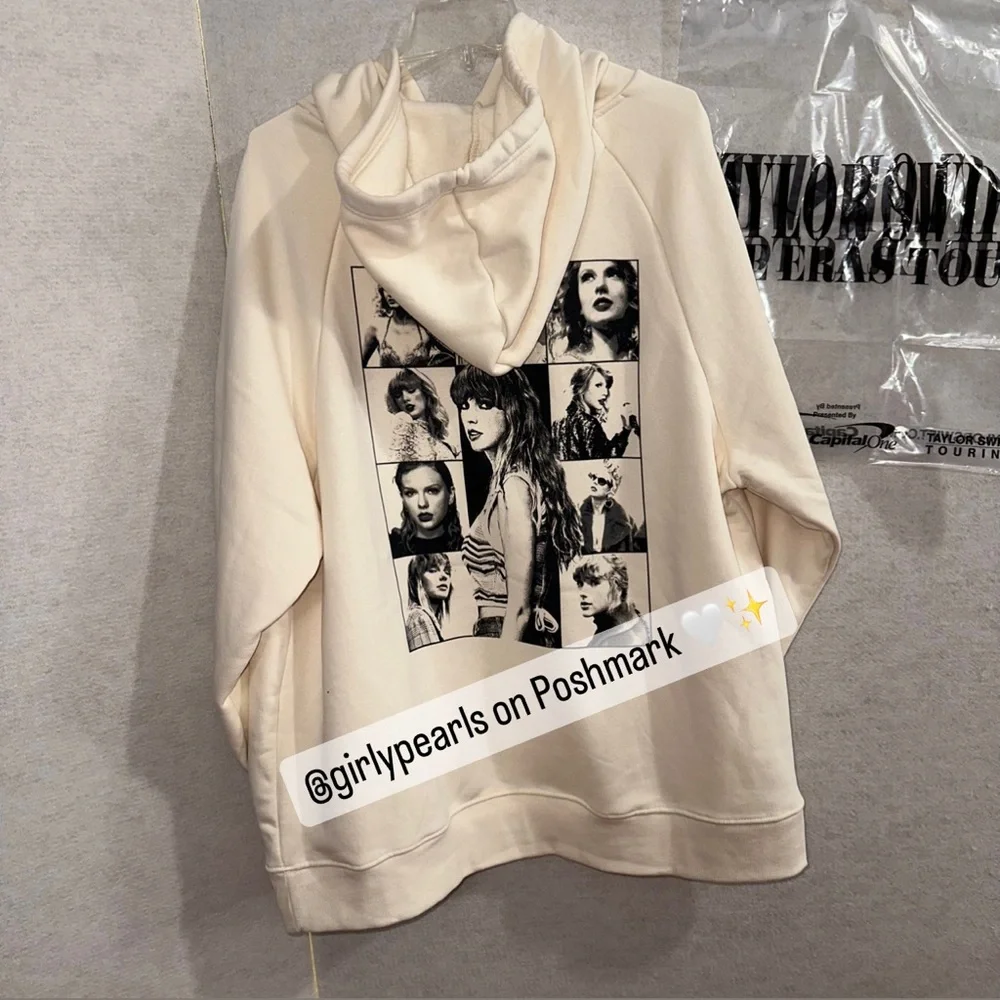 Taylor Swift Exclusive the Eras Tour Beige Hoodie Sweater NEW Official Merch - Picture 3 of 17